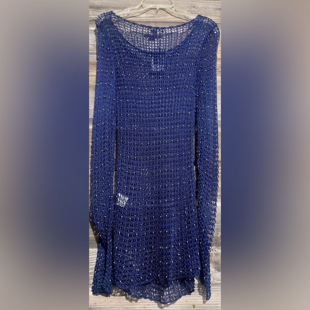 Armani Exchange NWT blue sweater and gold balls attached - Picture 5 of 6